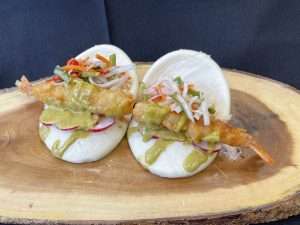 Crispy Shrimp with Gochuchang Aioli and Pickled Vegetable Slaw