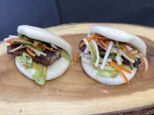 Crispy Pork Belly with Sweet Chili Hoisin Glaze and Pickled Vegetable Slaw