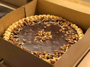 Chocolate Bourdon Pecan pie ready for purchase